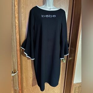 bebe Black Dress with White Trim Y2K Size Large